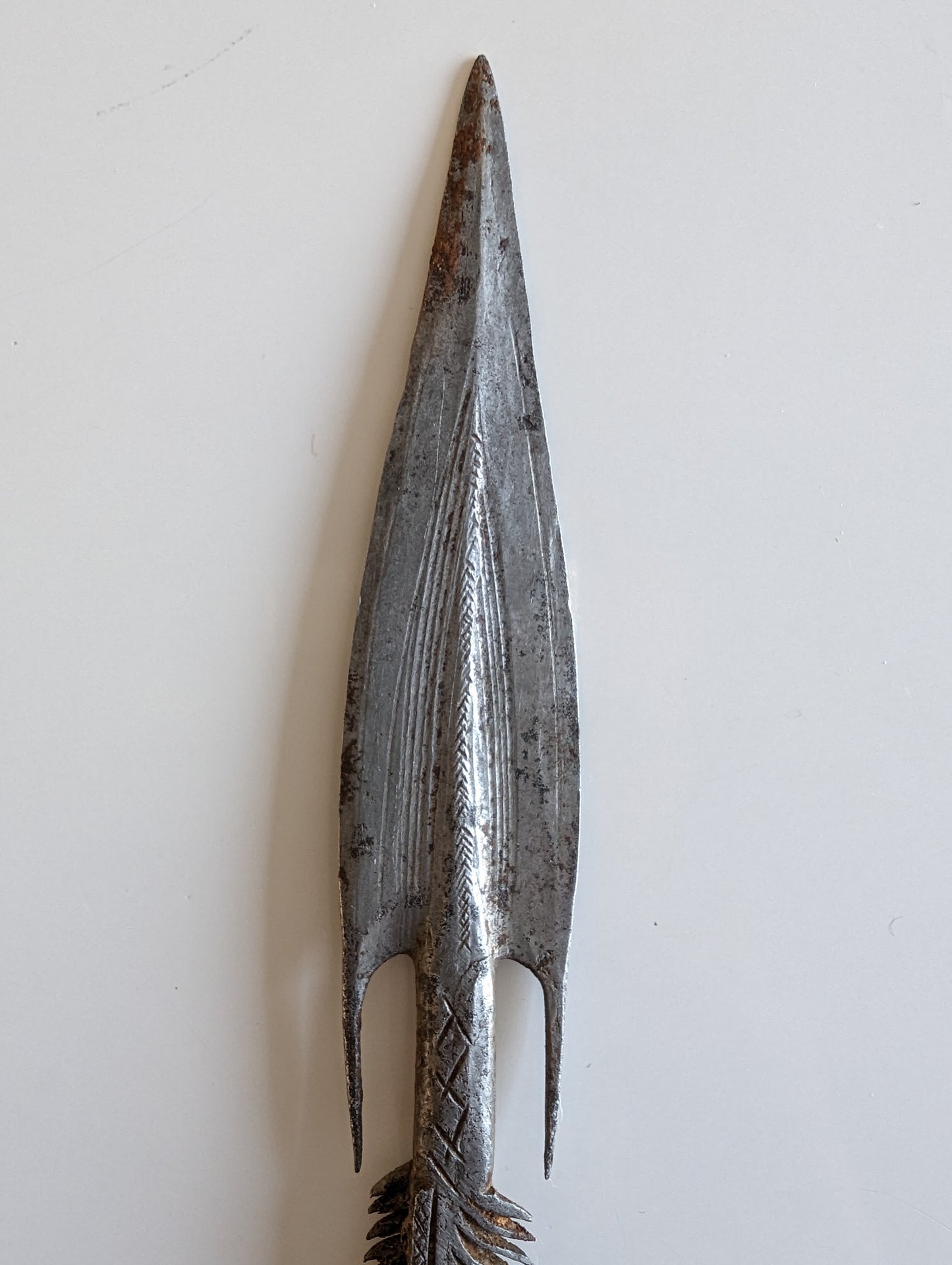 Zande Barbed Hunting Fishing  Wrought Iron Spearhead (Azande Tribe)