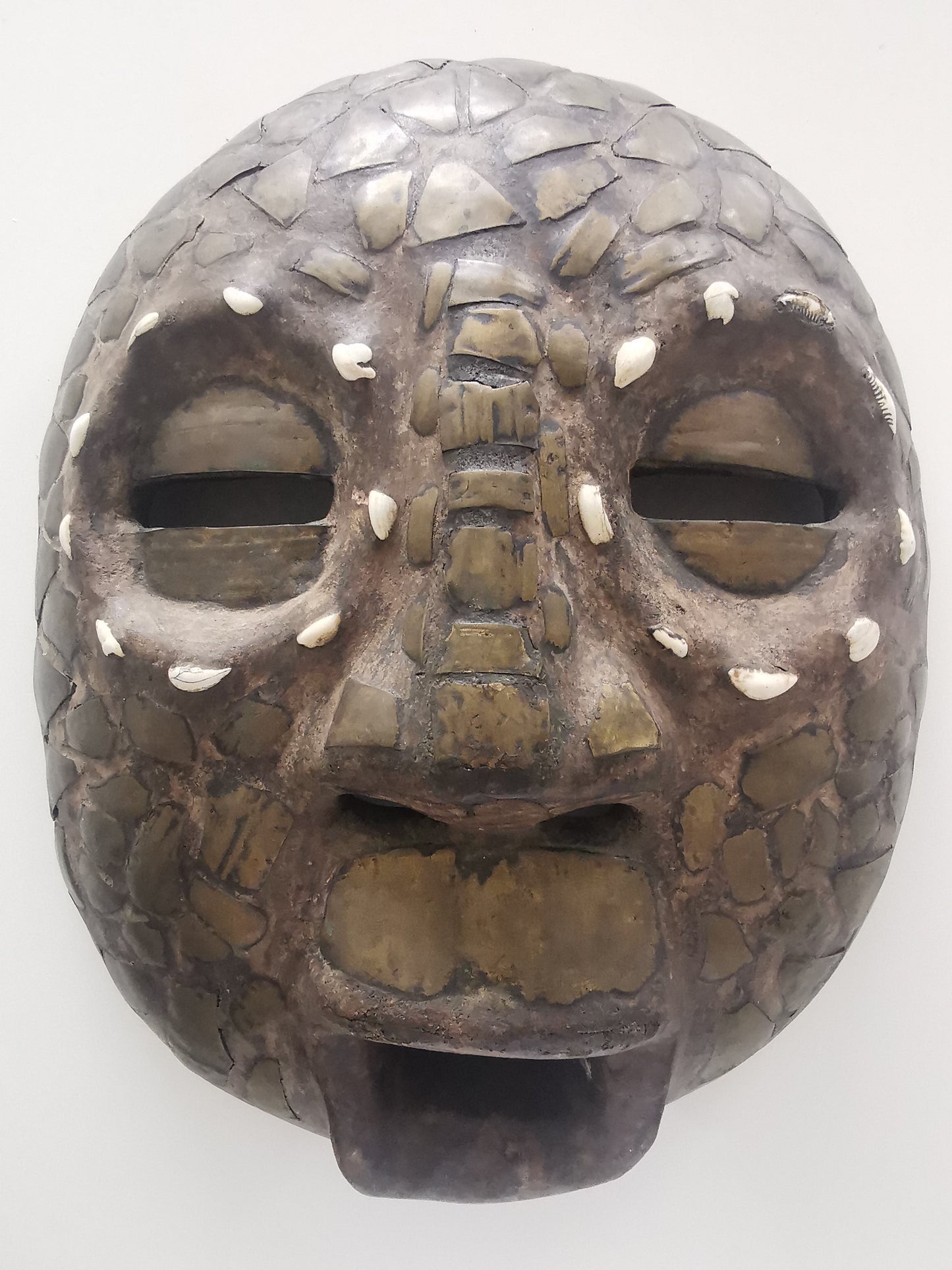 Ashanti Baluba Moon Mask with Copper inlay