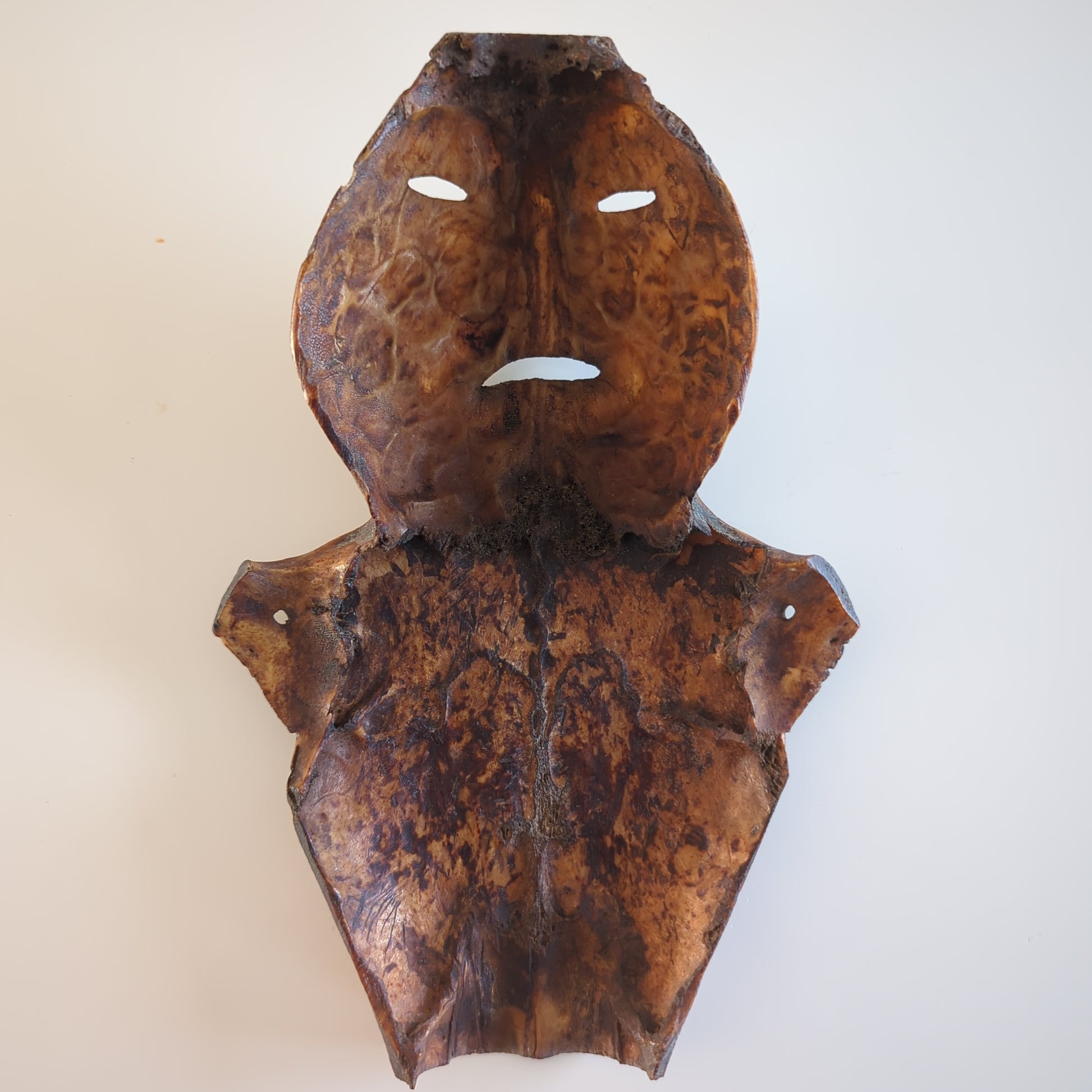 Full Amulet: A full-body shot of the carved Atoni amulet, highlighting its complete shape and the details of its carving.