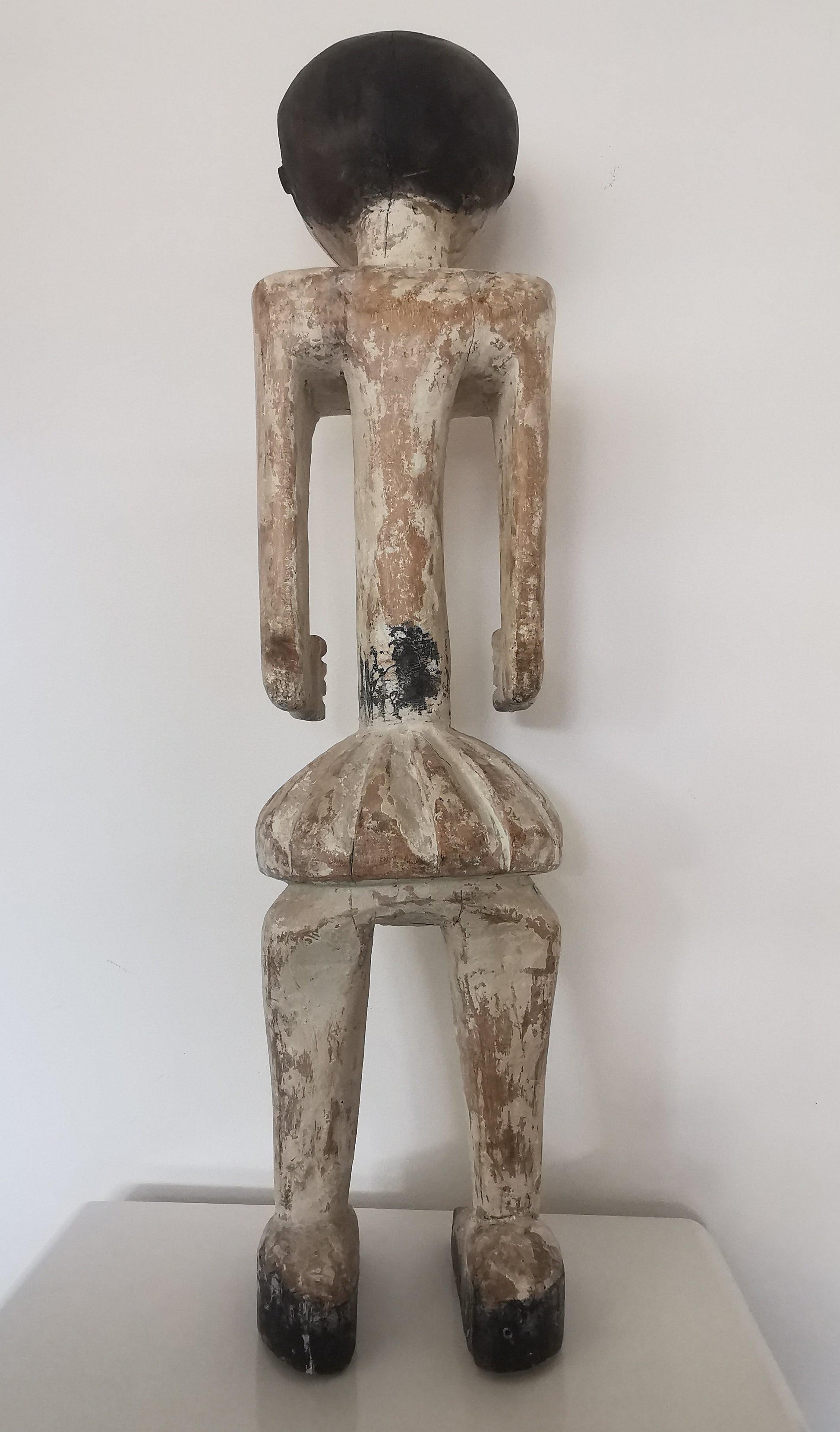 Back view of African Ewe Carved Wood Standing Male Ancestral Statue