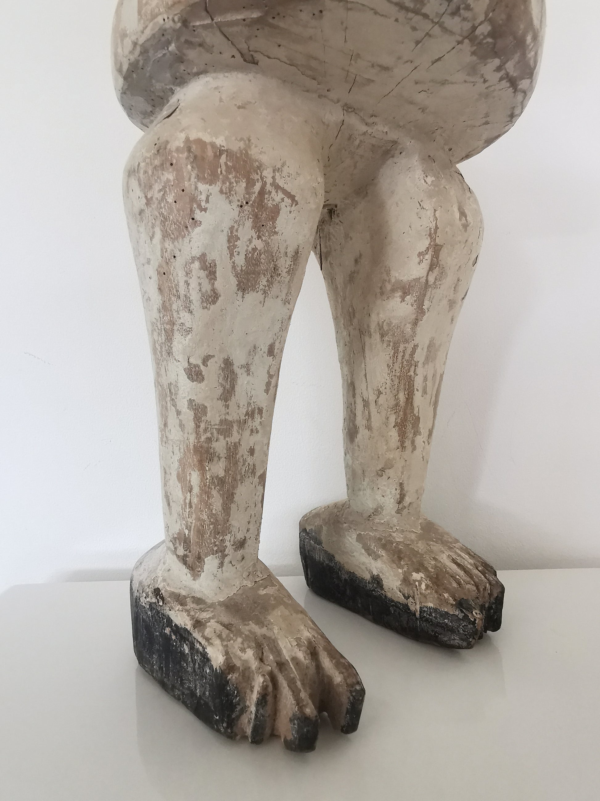 Photo of feet of African Ewe Carved Wood Standing Male Ancestral Statue