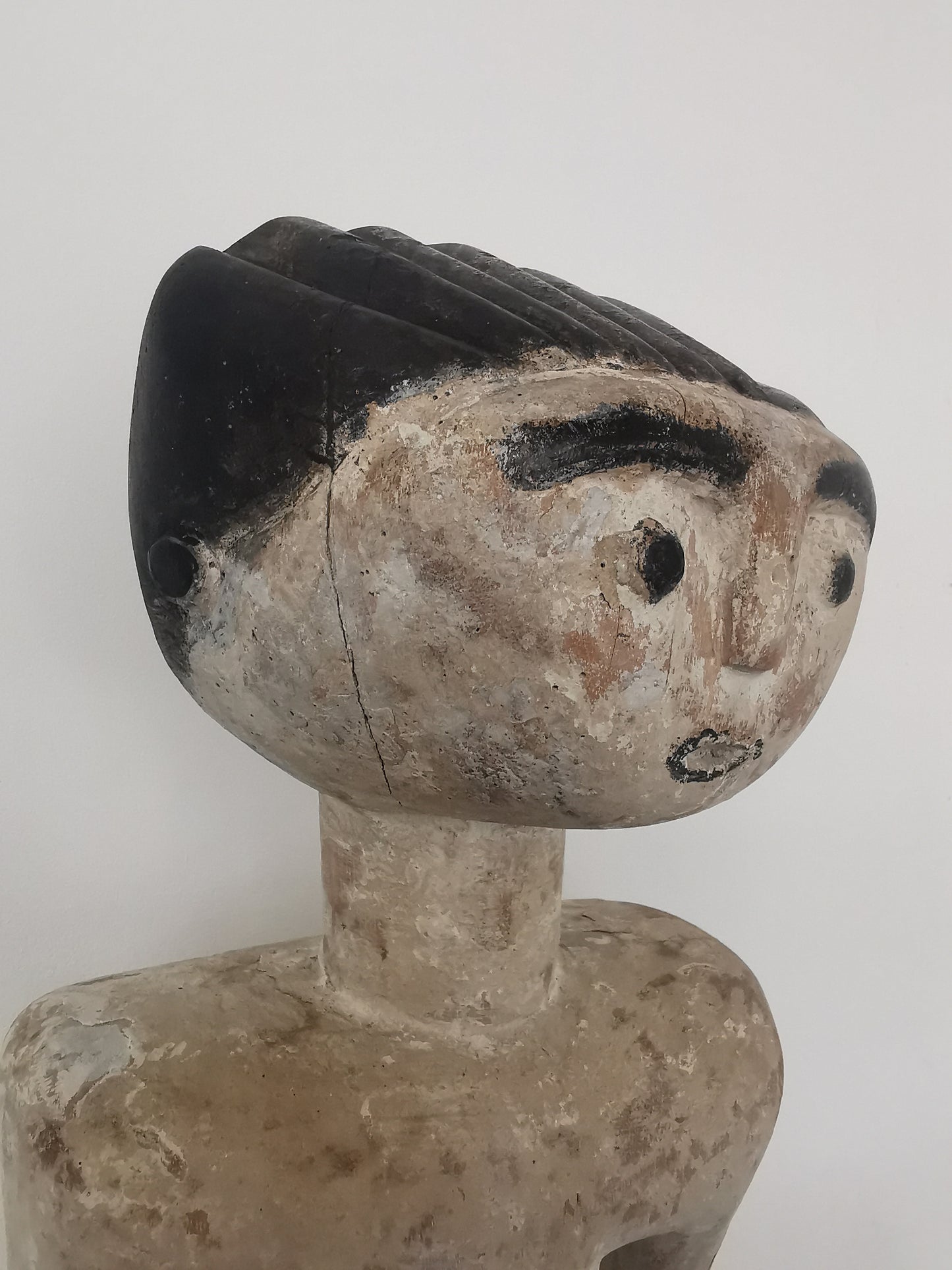 Head African Ewe Carved Wood Standing Male Ancestral Statue