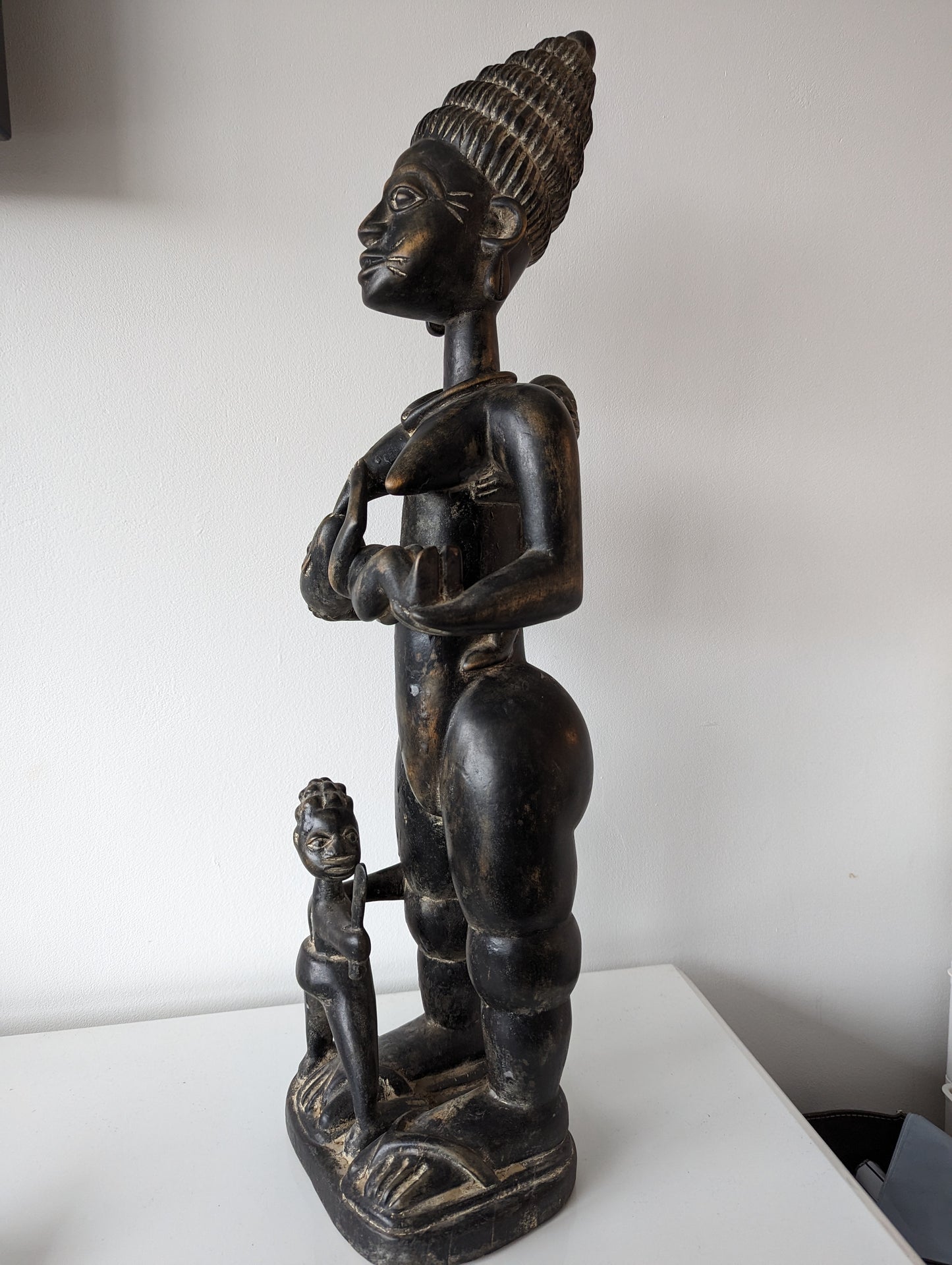 African Yoruba Figural Group Statue Female Breastfeeding Baby