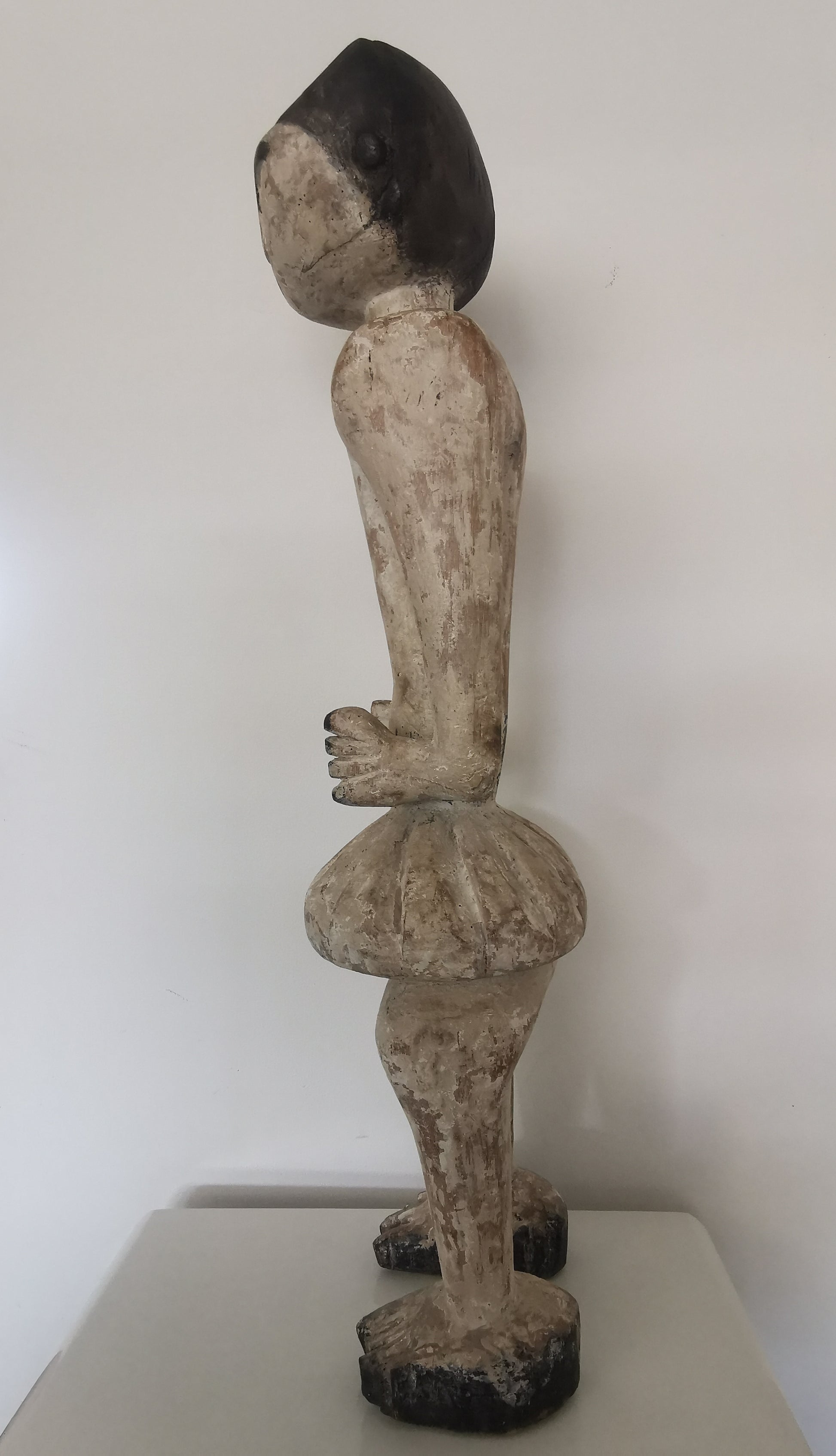 Side view of African Ewe Carved Wood Standing Male Ancestral Statue