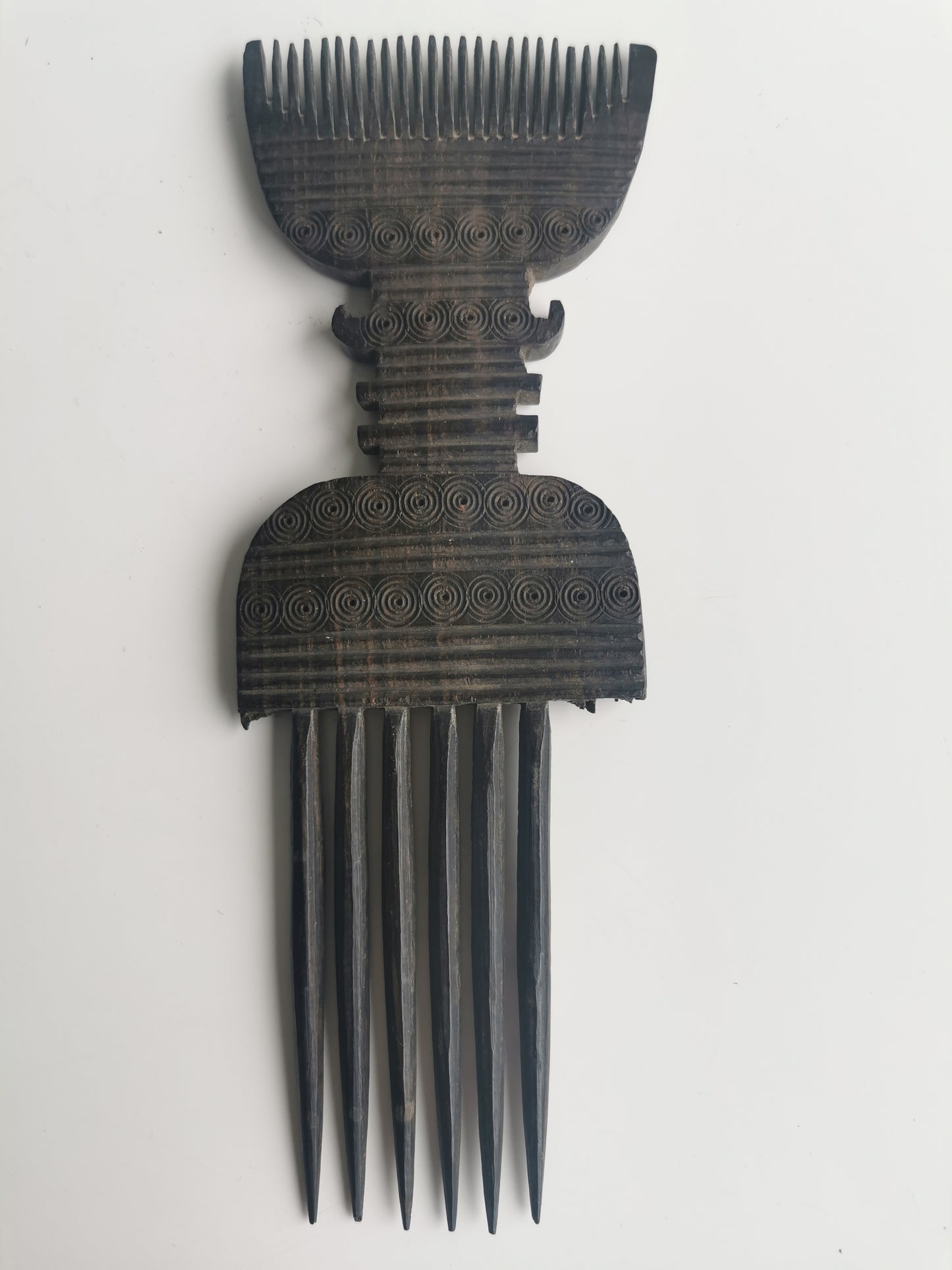 Antique East African Swahili Carved Ebony Hair Comb