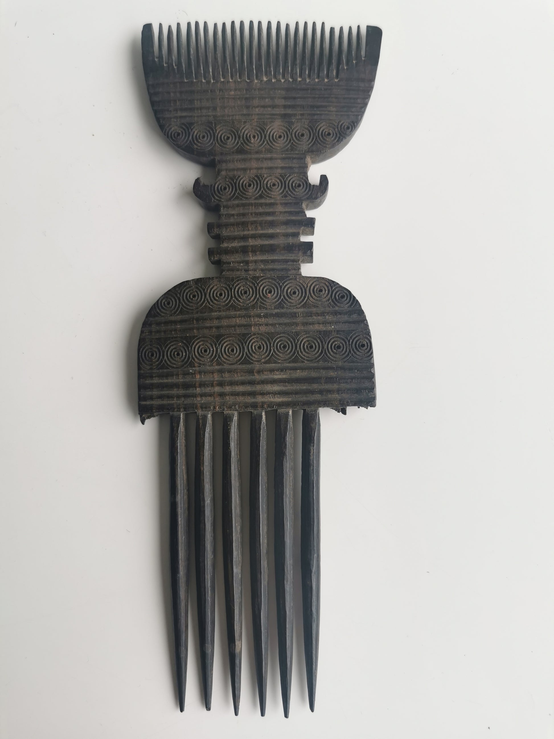 Antique East African Swahili Carved Ebony Hair Comb