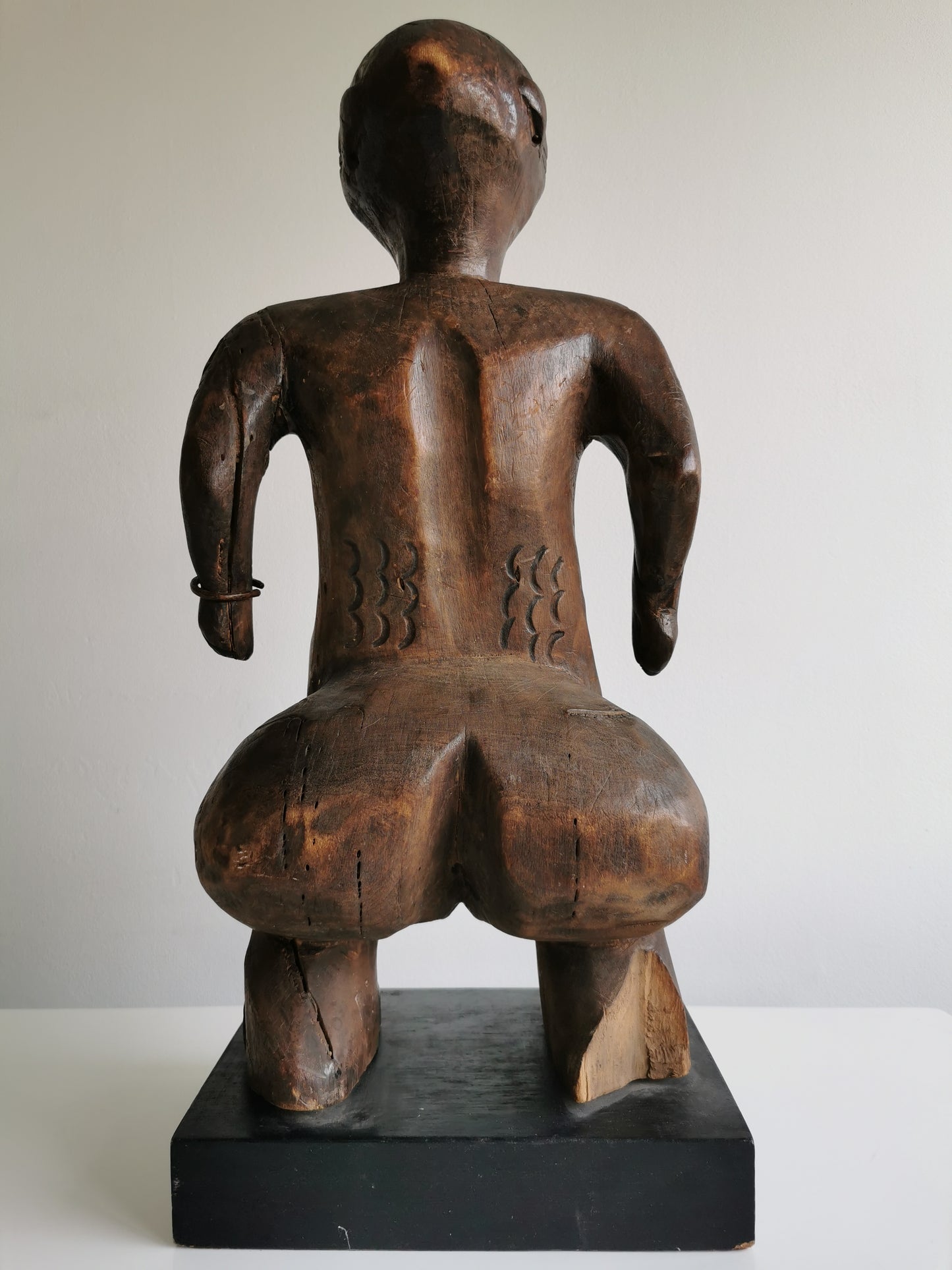 Antique Luba Fertility Wood Statue Pregnant Woman with Scarifications