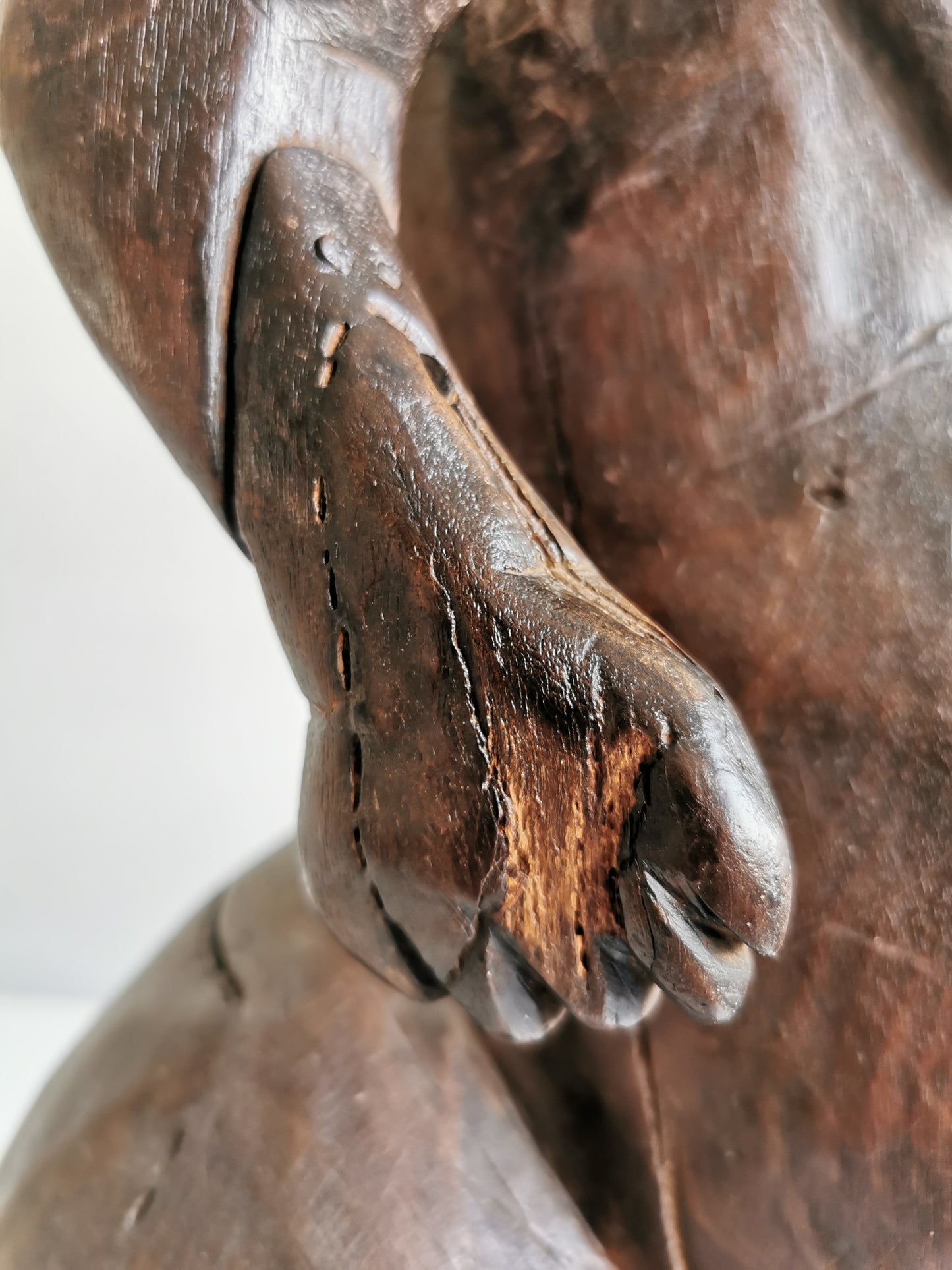 Antique Luba Fertility Wood Statue Pregnant Woman with Scarifications