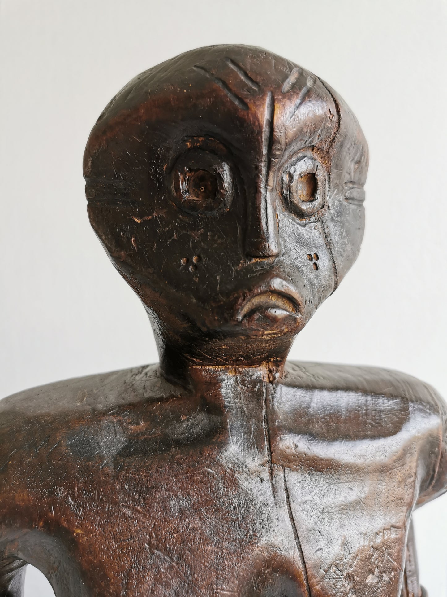 Antique Luba Fertility Wood Statue Pregnant Woman with Scarifications