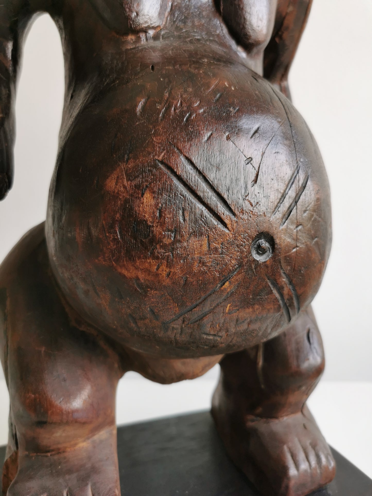 Antique Luba Fertility Wood Statue Pregnant Woman with Scarifications