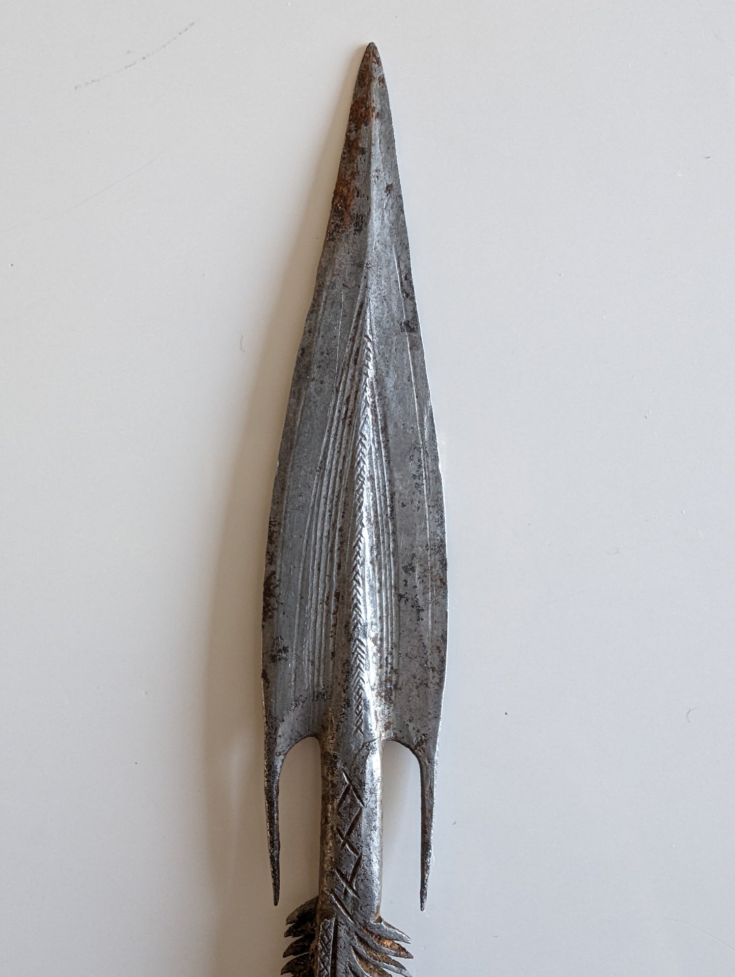 Antique Wrought Iron Fishing Spearhead Zande