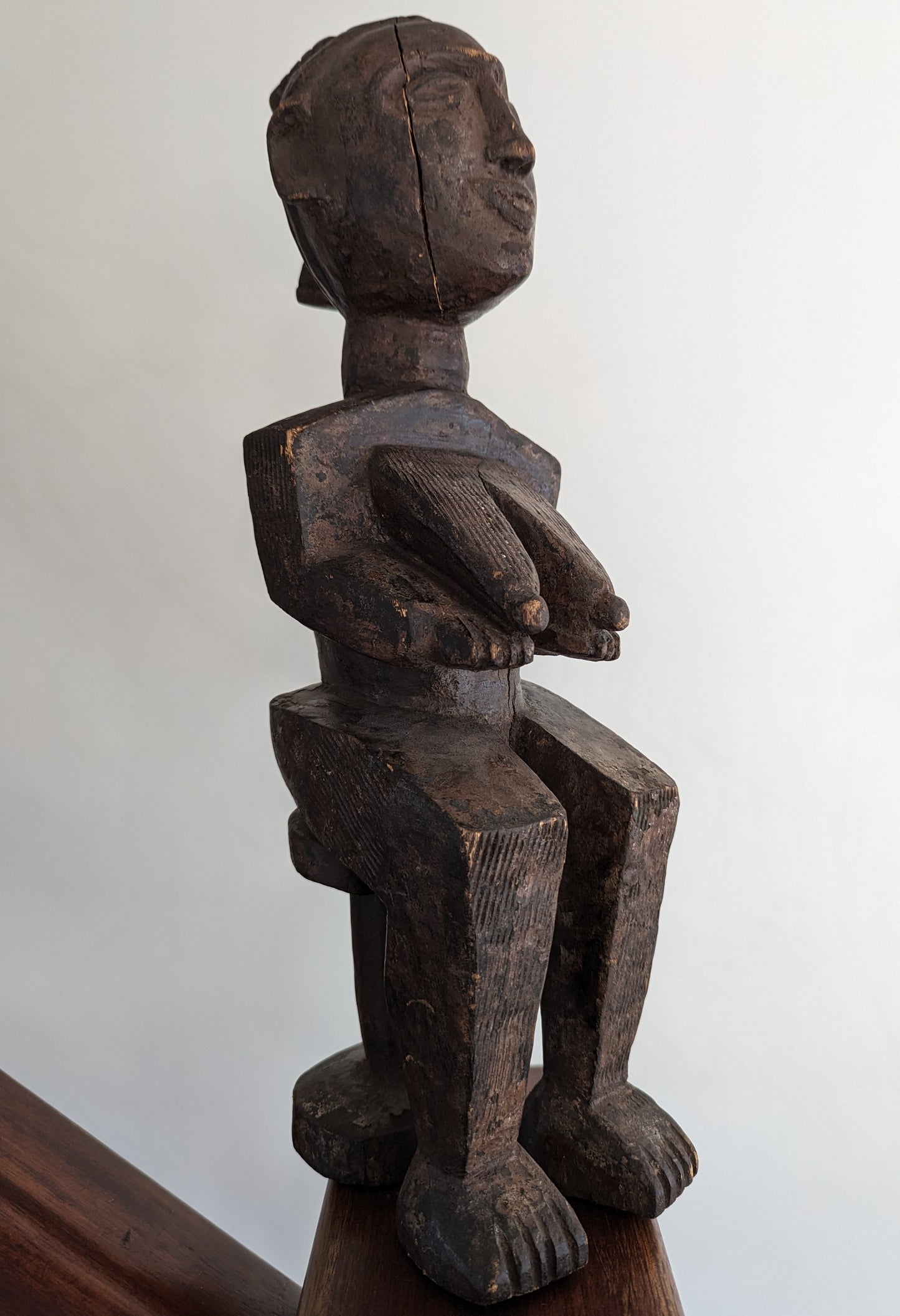 Yoruba Carved Wood Seated Female Figure