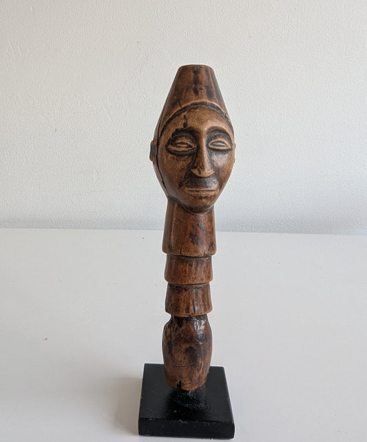 Hemba wooden staff topper or finial representing a male face