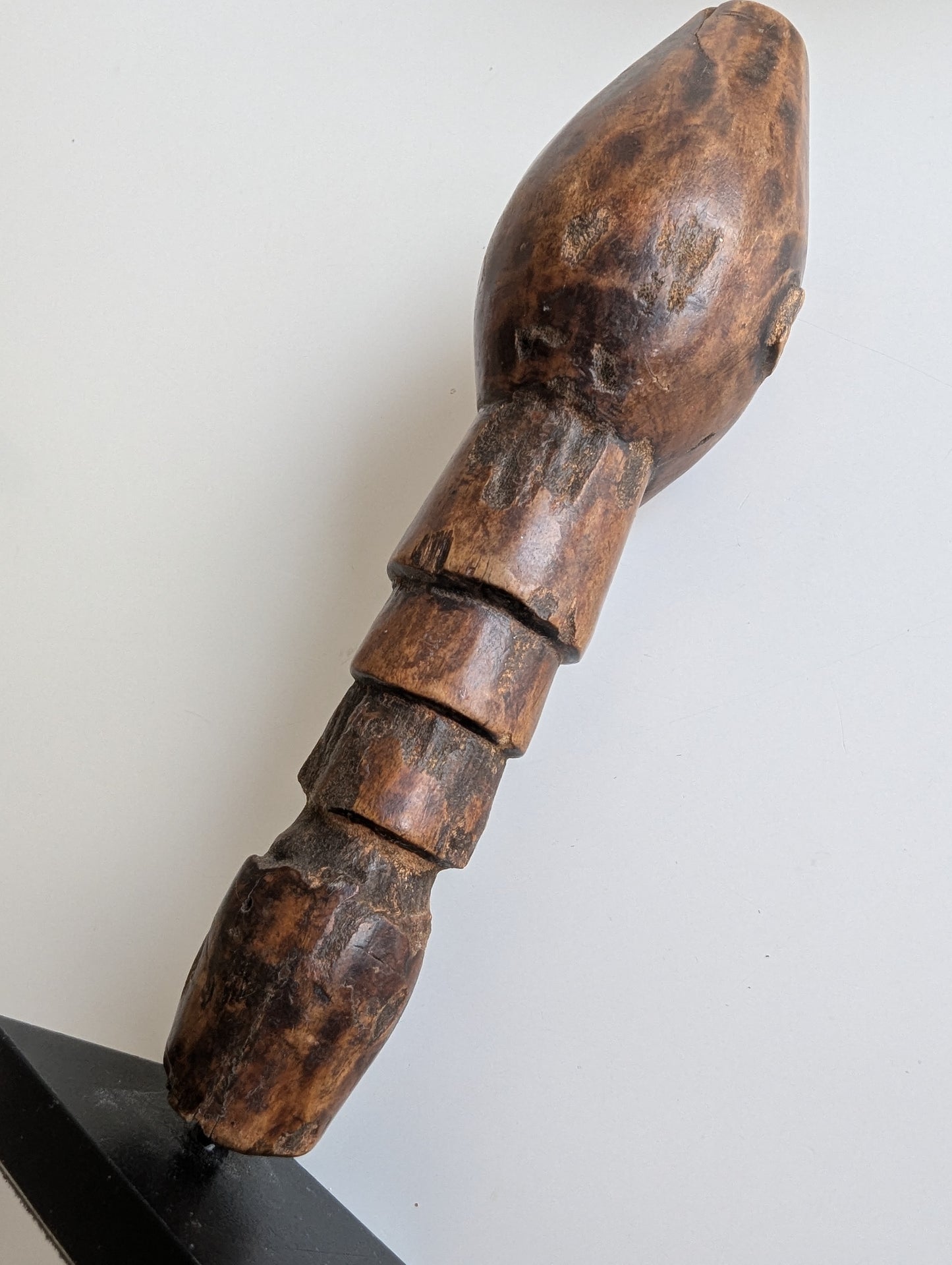 Hemba wooden staff topper or finial representing a male face
