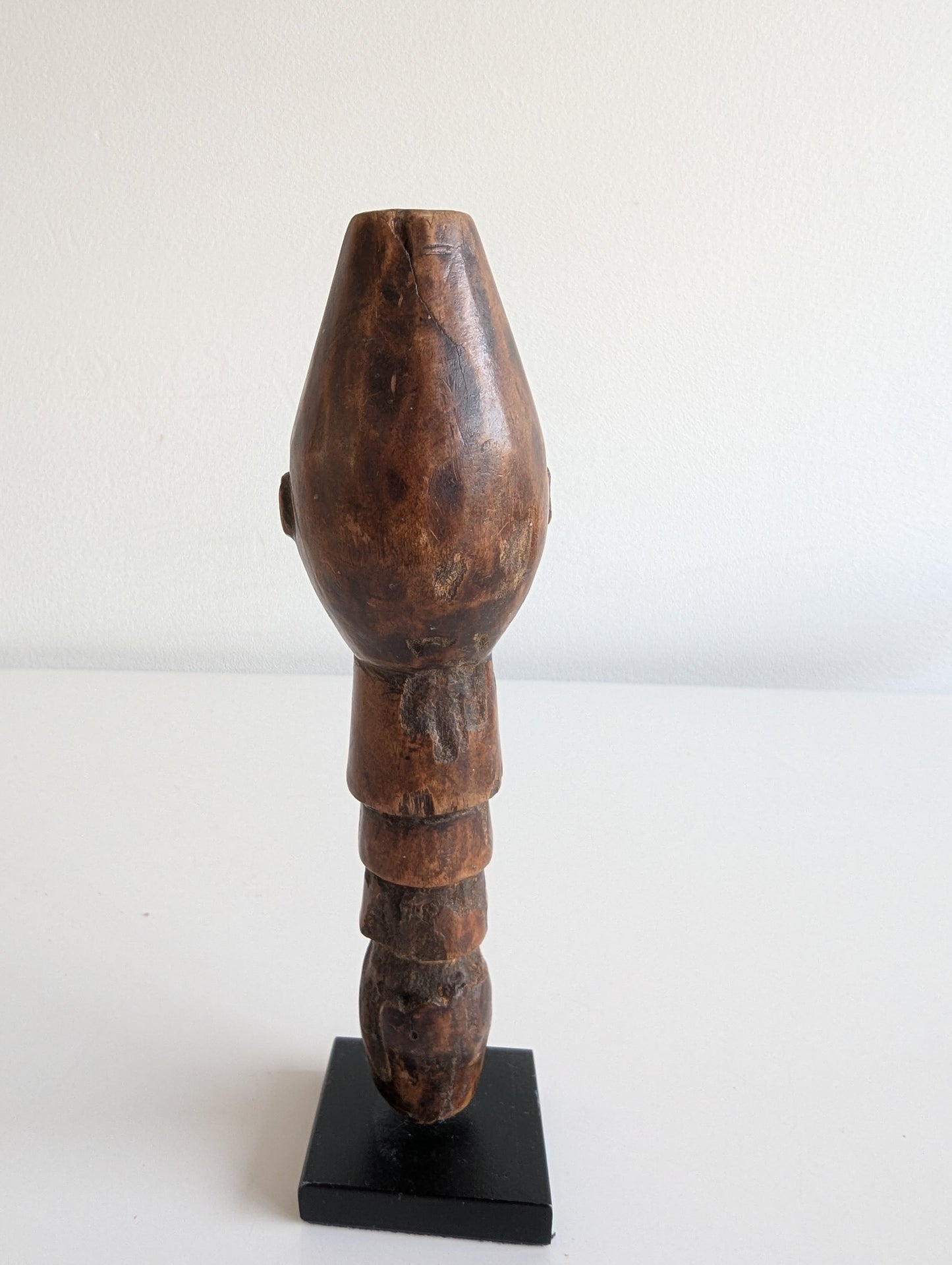 Hemba wooden staff topper or finial representing a male face