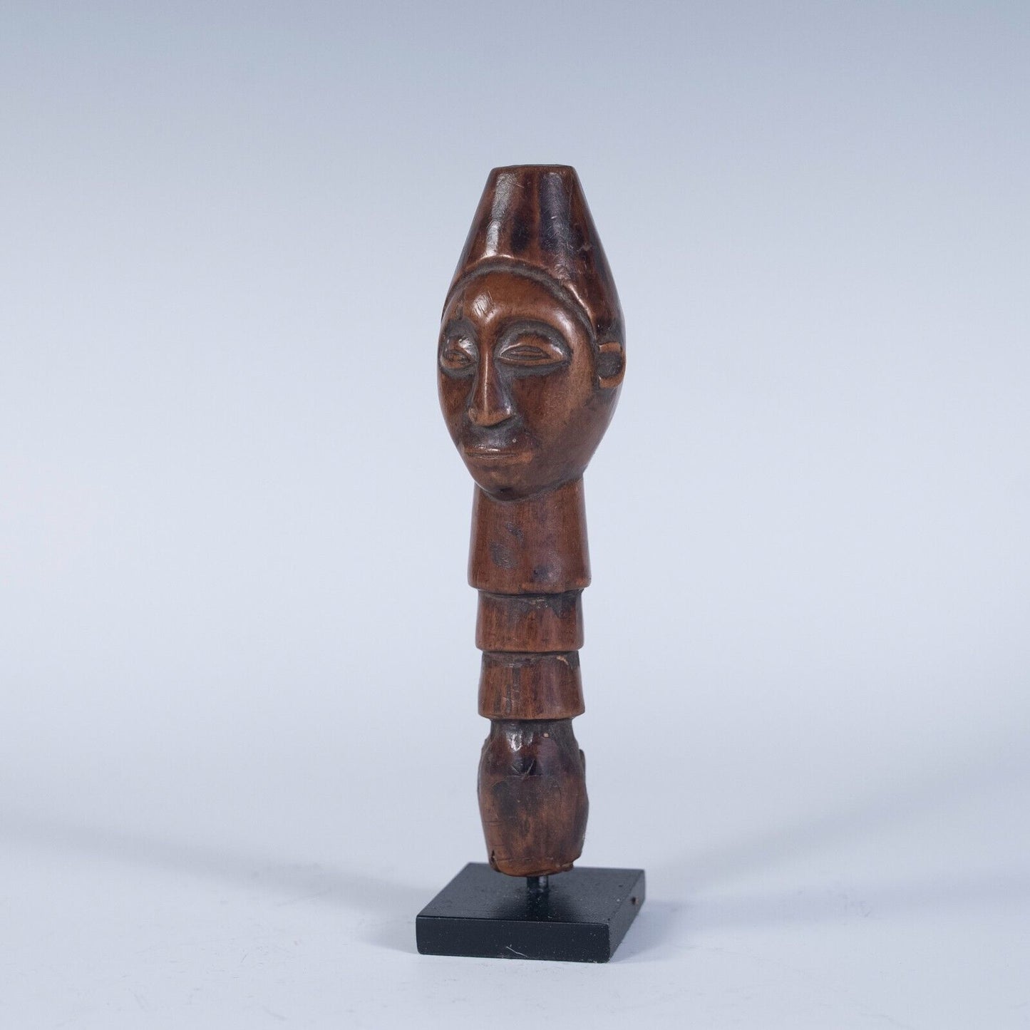 Tribal Wooden Top of Staff Handle with Face