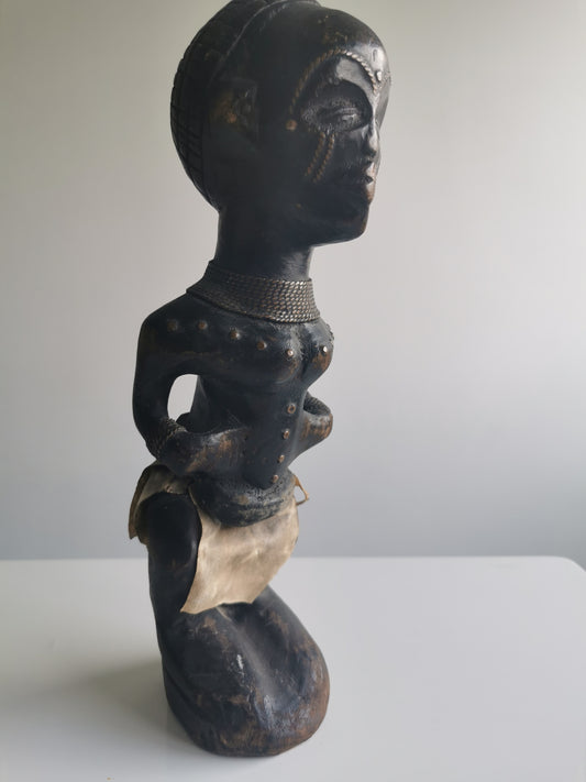 Asie Usu (Bush Spirit Figure) African Tribal Baule / Baoule Female Figure