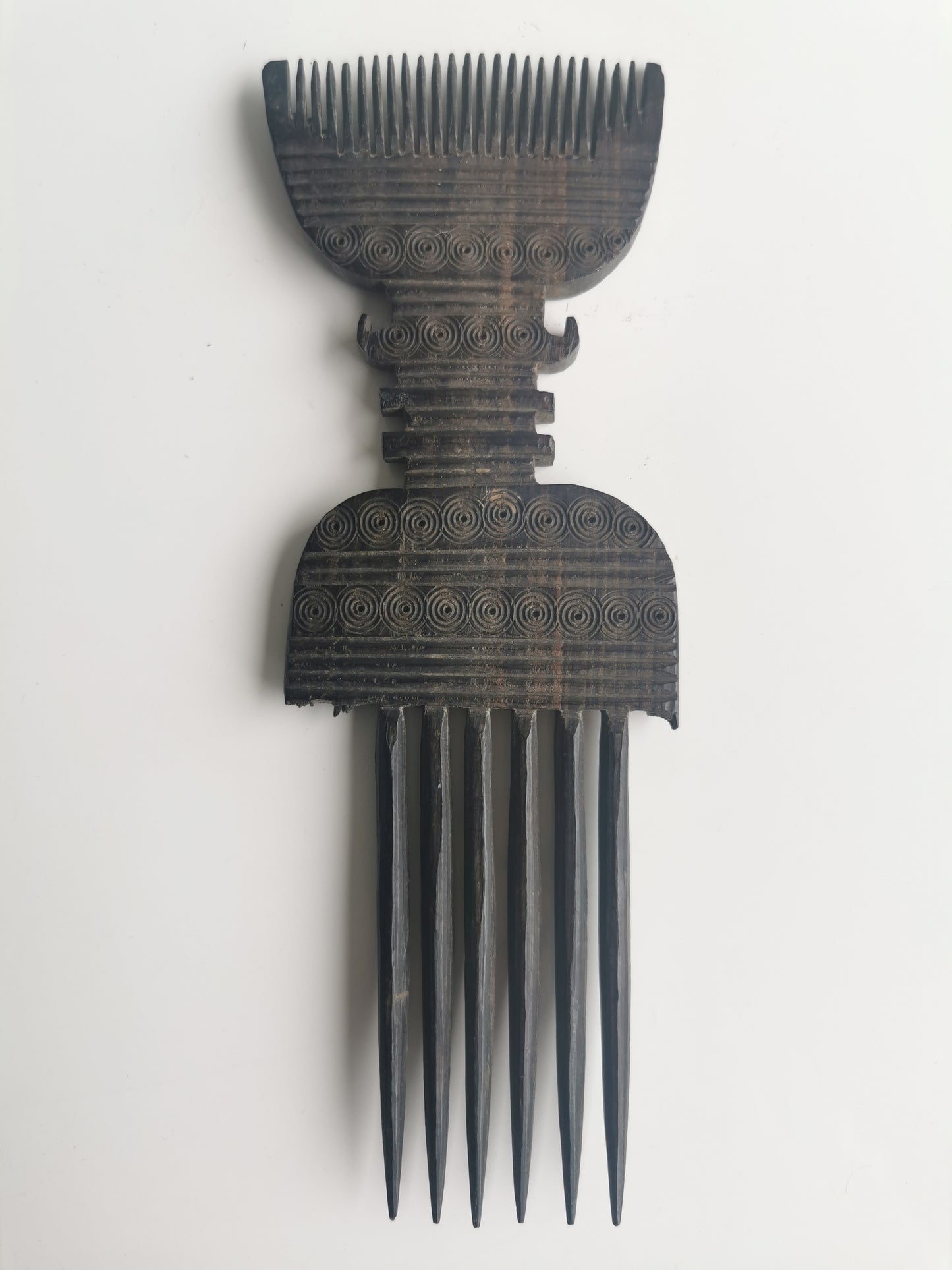 Antique East African Swahili Carved Ebony Hair Comb